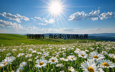 说到赚钱, 我必须分享销售心得