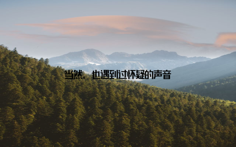 当然, 也遇到过怀疑的声音