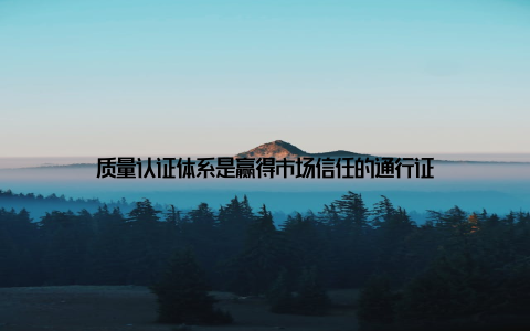 质量认证体系是赢得市场信任的通行证